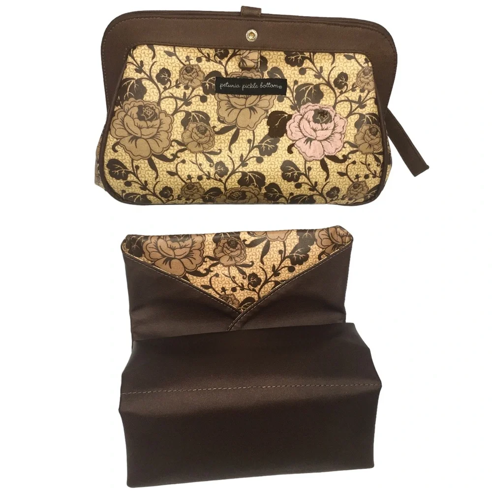 Petunia Pickle Bottom Brown Rose Print Mini Diaper Clutch Bag/Changing P…